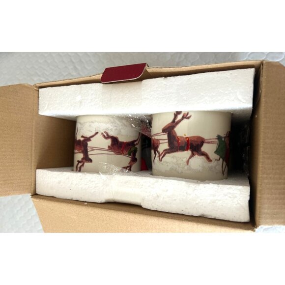 Williams Sonoma Santa Reindeer Christmas Mugs Set of 4 Holiday Coffee Cups- New - Picture 5 of 10